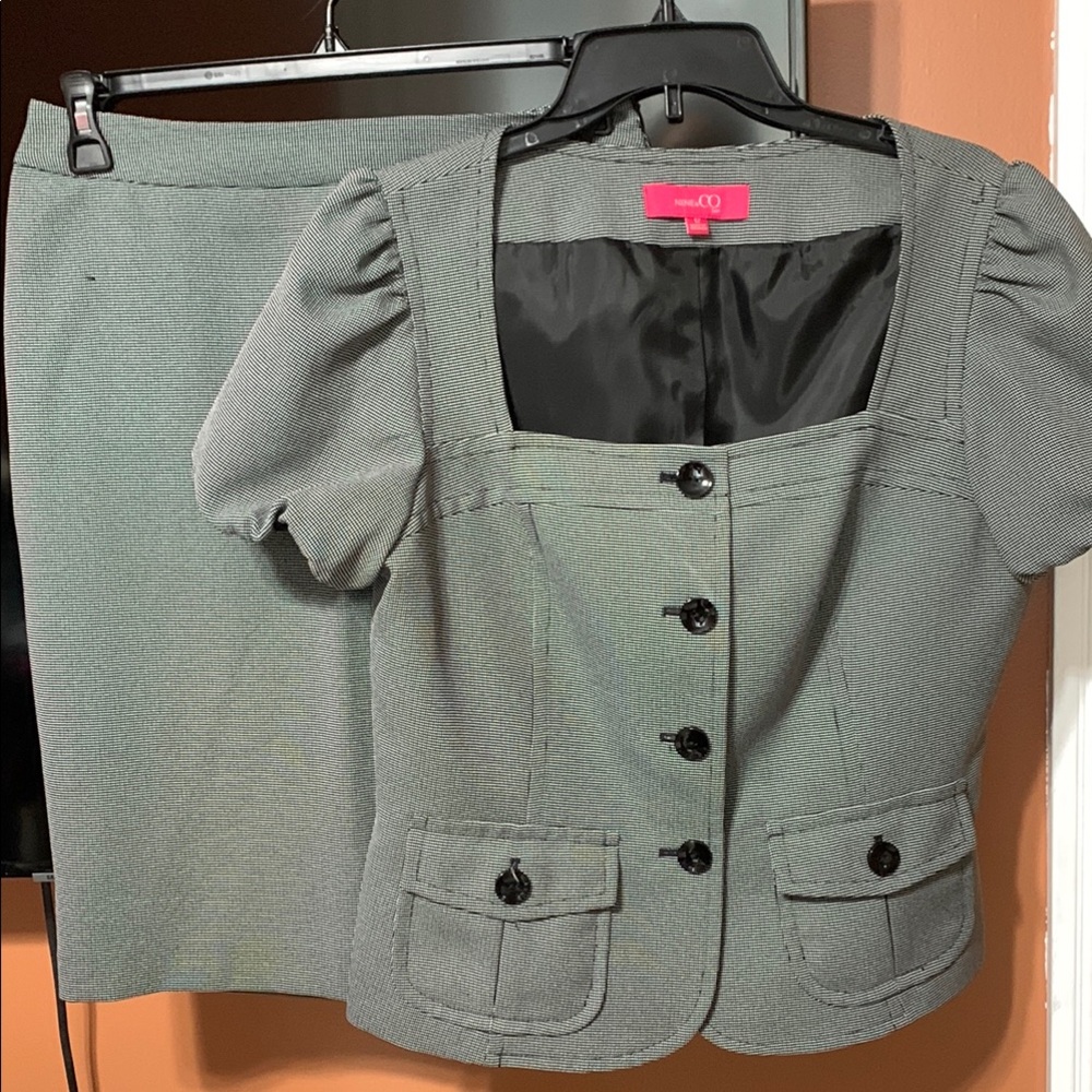 Gray Skirt Suit Set
